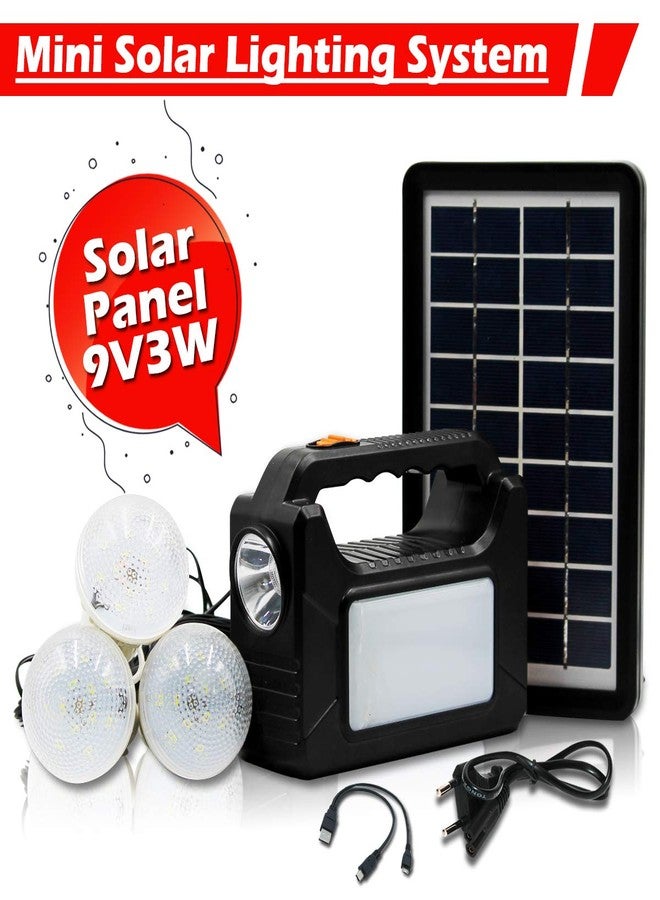 اختر احتياجاتك من محول الطاقة الشمسية المحمول القابل لإعادة الشحن للطوارئ مع 3 مصابيح LED فردية 6 فولت مع سلك بطول 3.75 متر ومقبس USB AC/DC مع لوحة شمسية (1390) - Image 2